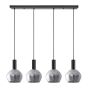 SE21-BL-4-4BL-GL2 ADEPT TUBE Black Pendant Smoked Glass+ HOMELIGHTING 77-8496