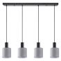 SE21-BL-4-4BL-SH2 ADEPT TUBE Black Pendant Grey Fabric Shade+ HOMELIGHTING 77-8518