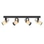 Σποτ Τετράφωτο 58xH12cm 4xGU10 Led 3000K 250lm Μαύρο-Ξύλο  Eglo Cayuka 900438