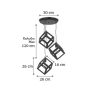 InLight Κρεμαστό φωτιστικό από μαύρο μέταλλο 3XE27 D:30cm 4400-3-BL-ΡΟΖΕΤΑ