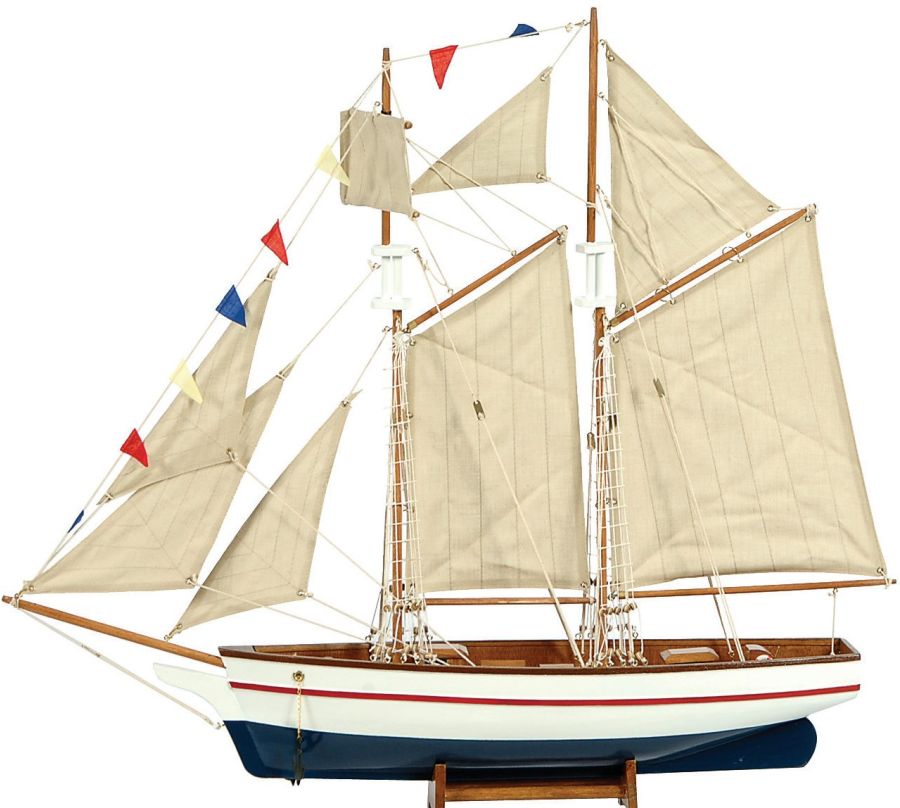 Ξύλινο Παραδοσιακό Καράβι 70cm ,Χρώμα Καφέ Μπλέ Lianos 31099