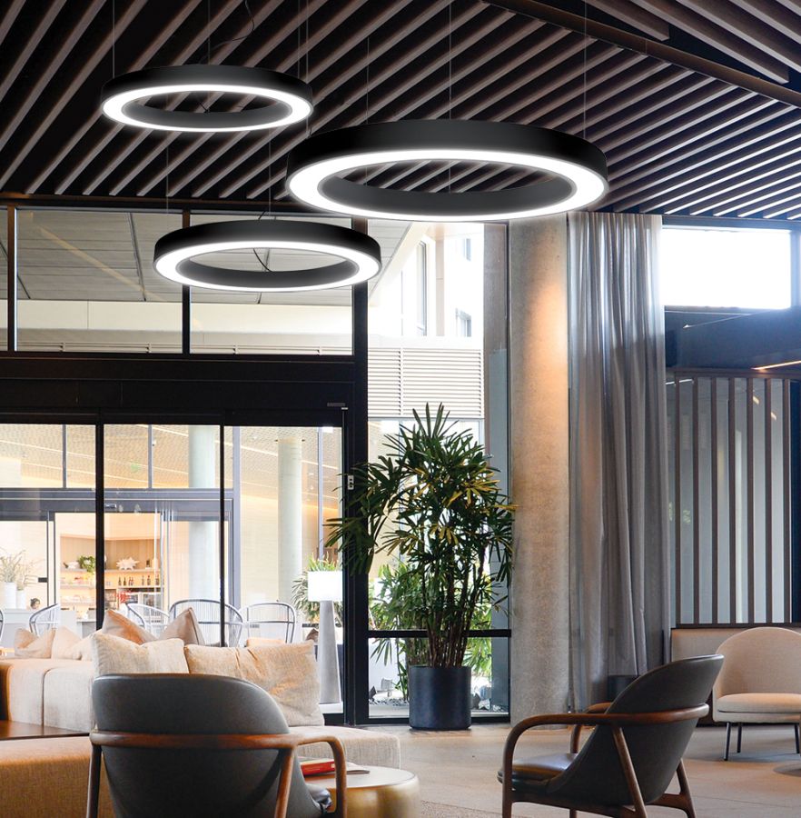 Κρεμαστό Μαύρο Ring D1800 3000K Viokef 3915-0018-3-B-N