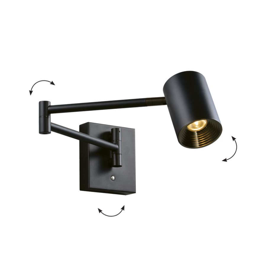 Φωτιστικό Τοίχου Ρυθμιζόμενο Μαύρο Melina Viokef 4335300