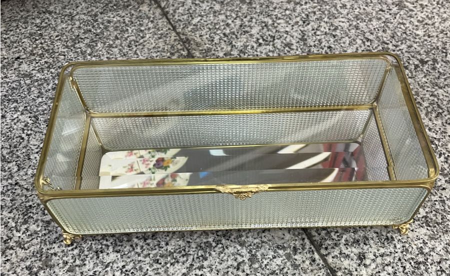 Κουτί Κοσμημάτων 27x12cm Γυάλινο Χρυσές Λεπτομέρειες Etoile AB-202