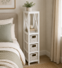 Έπιπλο MDF με 1 Ράφι και 3 Συρτάρια Λευκό 17x24x82cm MRShome DS-1232000