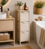 Συρταριέρα MDF με 3 Συρτάρια 25x25x77cm Μπεζ με Σχέδια MRShome DS-1399000