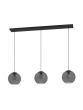 Κρεμαστό Φωτιστικό L125,5xH150cm Τρίφωτη Ράγα 3xE27 Μαύρο Μέταλλο-Γκρι Γυαλί Eglo Arangona 390214