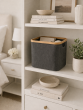 Καλάθι Αποθήκευσης Polyester με Bamboo 30.5x30.5x30cm Deep Grey MRShome DF-0071000