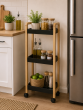 Ραφιέρα Bamboo/MDF με 3 Ράφια Φυσική/Μαύρη με Ροδάκια 28.5x21x79cm MRShome DS-1139000