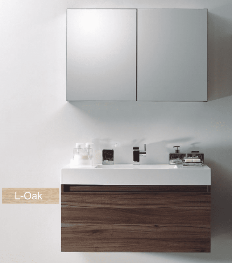 Έπιπλο Μπάνιου ECO-100 Βάση-Νιπτήρας 100 εκ.,Χρώμα Μελαμίνης Light-oak FT21.100.019LO